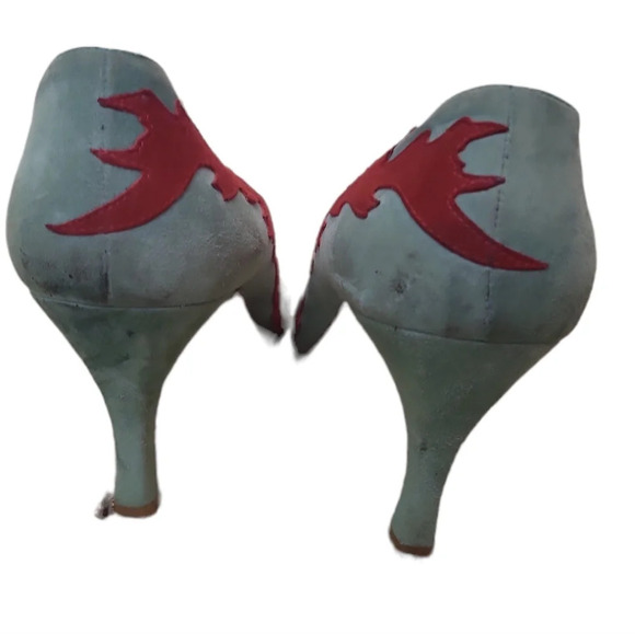 Ashley Dearborn Suede Blue Red Heels - Picture 7 of 7